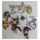 Holiday Themed Brooches and Pins
