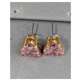 Heart-Shaped Pink Gemstone Stud Earrings