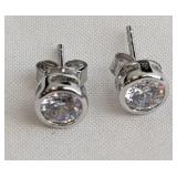 Sterling Bezel-Set Stud Earrings