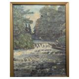 Impressionistic River Landscape with Weir, OOC