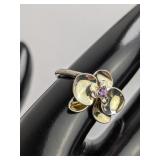 Sterling Silver & Gold Tone Floral Ring