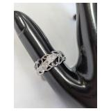 Sterling Leaf Filigree Accent Band Ring