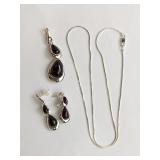 Sterling Silver and Garnet Jewelry Set