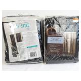 Black Polyester Grommet Curtain Panels