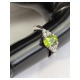 Sterling & oval-cut peridot cluster ring