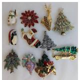 Christmas Costume Jewelry Brooches