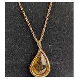 GP Sterling & Amber Pendant Necklace