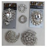 Silver-Tone Bling Costume Brooches