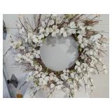 Faux Dogwood Floral Grapevine Wreath