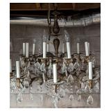 Cast Brass & Crystal Chandelier