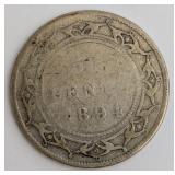 UK Newfoundland Victoria Silver 50 Cent Coin, 1894