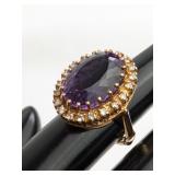 14 kt Yellow Gold Halo Cluster Cocktail Ring