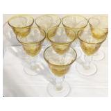 Amber Seeded Art Glass Goblets