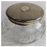 Antique sterling & glass dressing table jar