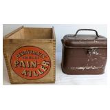 Antique Perry Davis Crate & Metal Utility Box