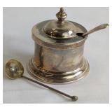 Birks Sterling Salt Cellar w Cobalt Blue Glass