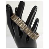 Art Deco Sterling & Rhinestone Link Bracelet