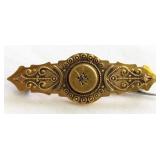 Victorian 15kt Gold Etruscan Revival Bar Brooch