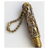 Filigree Ballpoint Pen W Green Glass Accent