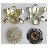 Costume Jewelry Floral Brooches