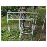 A Trio of White Painted Metal Garden Items