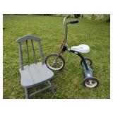Metal tricycle & side chair