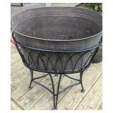Rustic Circular Metal Planter on Stand