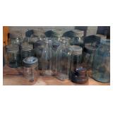 VTG Aqua & Clear Glass Canning Jars