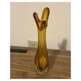 Mid  Century Amber Modern Glass Vase