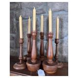 6 Wooden Candlesticks