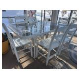 Metal Glass top Table 6 Chairs