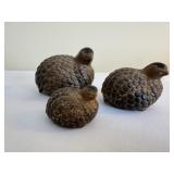 3 Quail Figurines