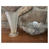 Cut Glass Bowl & Vase