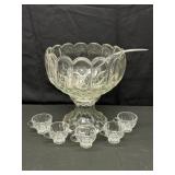 Vintage Glass Punch Bowl Set