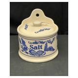 Vintage Stoneware Blue Salt Cellar Box
