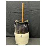 Vintage Two Tone Stoneware Crock Butter Churn