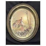 1982 Homco Large Cottage and Floral Print