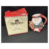 Holly Tree Ceramic Santa Pitcher