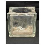1960's Vintage Brutalist Style Glass Block Vase
