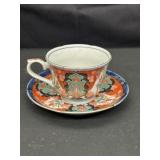 Japenese AritaWare Imari Porcelain Cup and Saucer