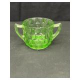Vintage Green Uranium Glass Sugar Bowl
