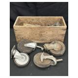 Wooden Box with Wheels and Goodies