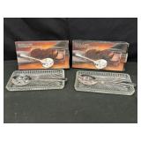 (2) Gold Plated Cranberry Server Sets