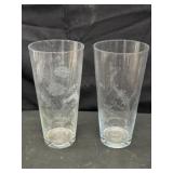 Vintage Etched Glass Bud Vases