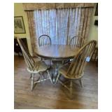 Round Pedestal Table 5 Chairs With Leaf