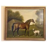 Framed Horse and Dog Canvas Print
