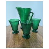 Hazel Atlas Green Pitcher & Tumblers