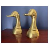 1950 Patinated Cast Brass Duck Mallard Bookends