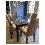 Wicker Glasstop Dining Table w/6 Chairs