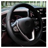 Black Leather Steering Wheel Cover